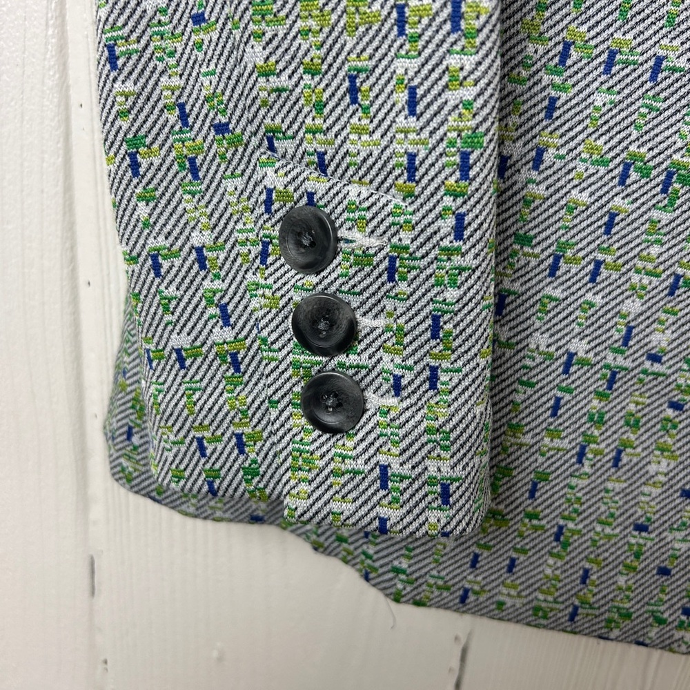CAbi Women's Presentations Blue&Green Textured Blazer Size M 90s Bold Colors - Picture 4 of 11